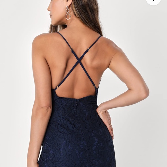 Flirting with Desire Navy Blue Lace Bodycon Dress - Picture 3 of 12